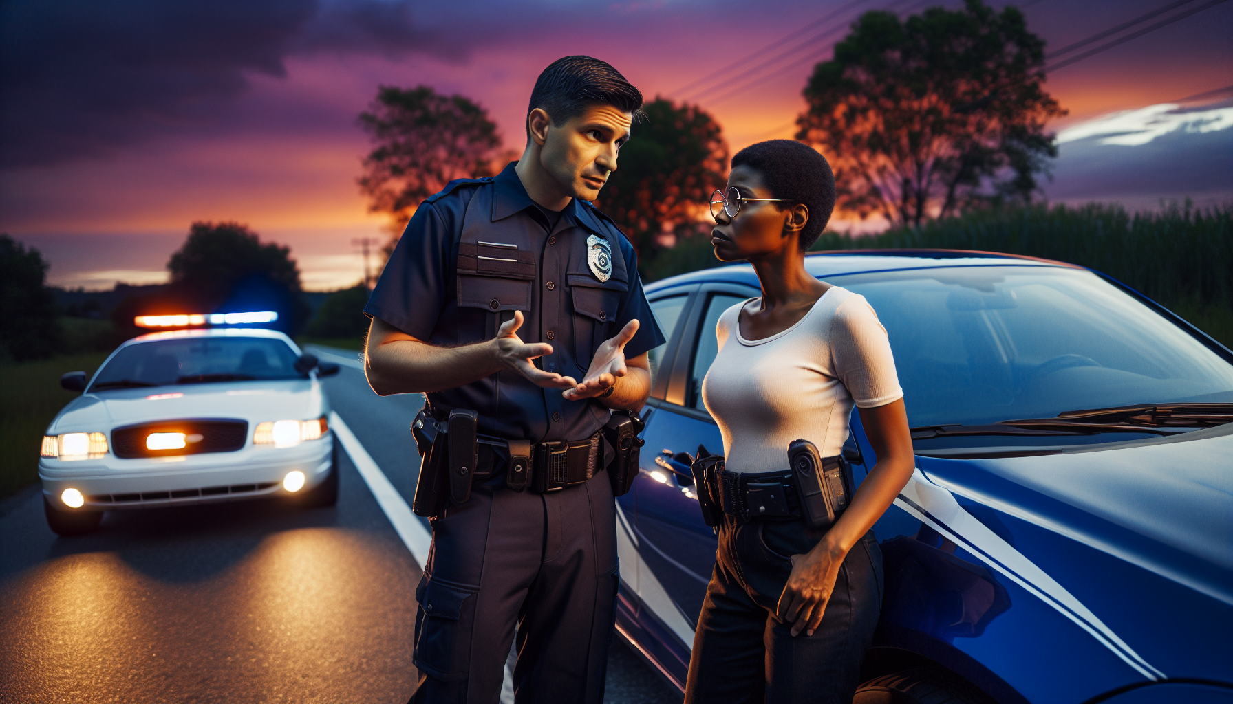 Police officer informing driver