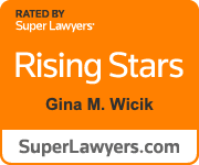 Super Lawyers Rising Stars badge for Gina M. Wicik, recognized for excellence in criminal defense law in New York and New Jersey.