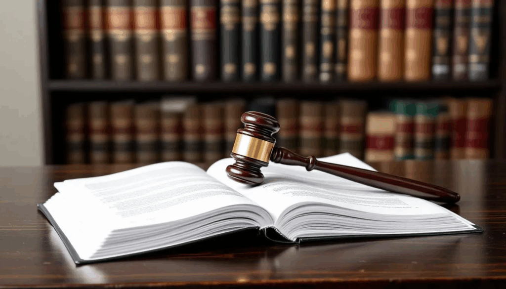Gavel resting on an open law book with a blurred background of legal books, symbolizing criminal defense and record sealing in New York.